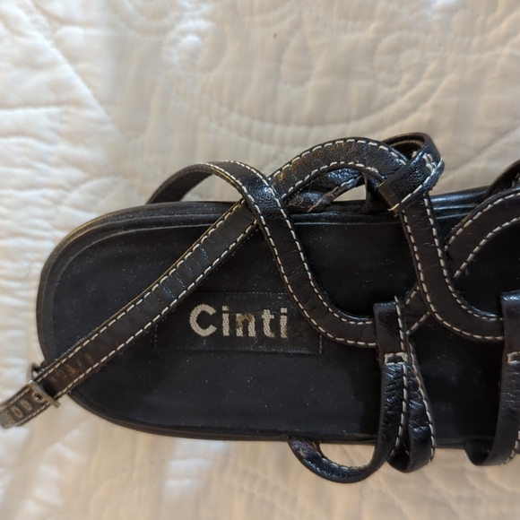 Cinti Italian Black Leather Sandals Size 8 - Picture 6 of 8